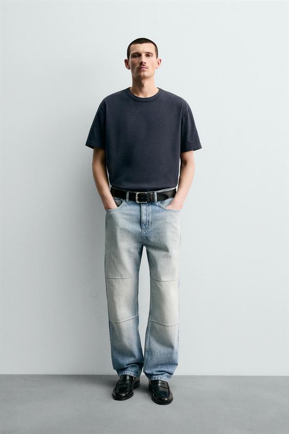 STRAIGHT FIT SEAMED JEANS