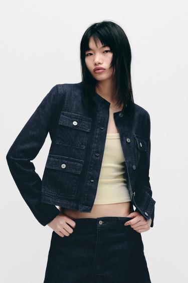 Zara TRF 口袋牛仔外套 - 藍色