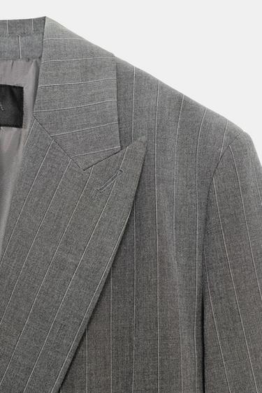 OVERSIZE PINSTRIPE BLAZER - Grey / Blue by Zara