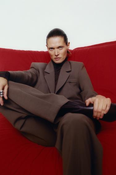 DOUBLE-BREASTED BLAZER WITH SHOULDER PADS - camel by Zara - Image 4