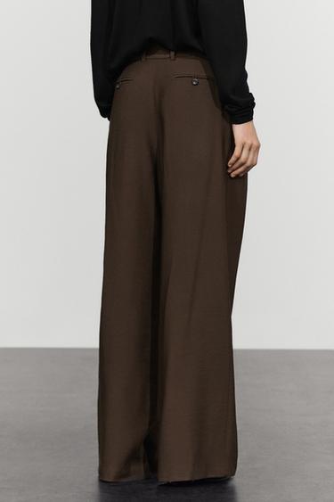 Wide-leg pants with pleats — Chocolate 1
