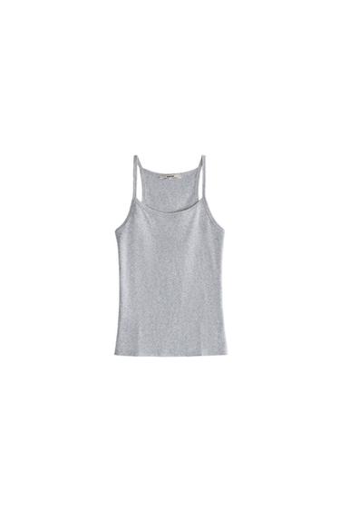 TOP CANALÉ - Gris de Zara