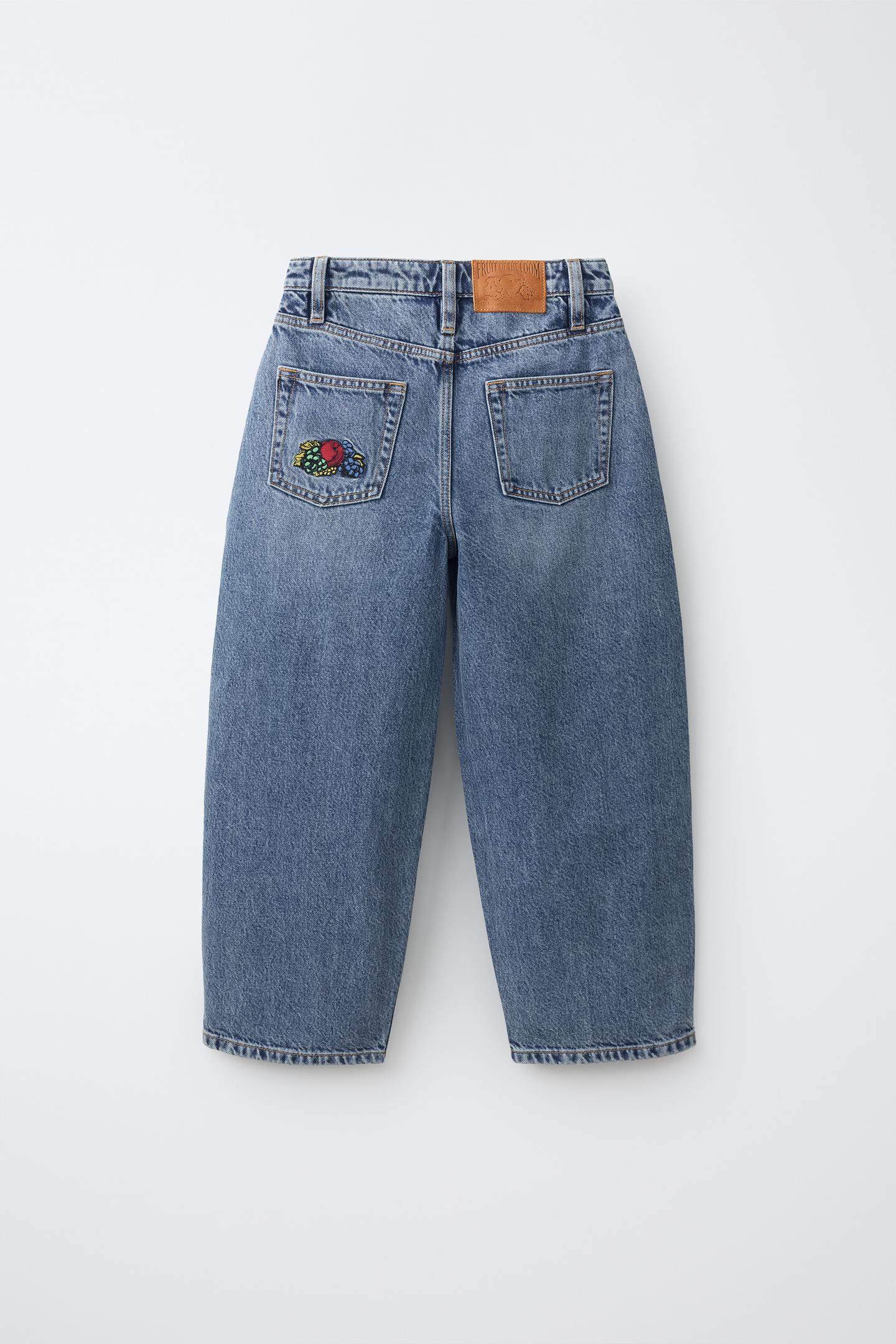 Детские джинсы Zara Fruit OF the Loom™ Embroidered Balloon, цвет: Синий — фото 2