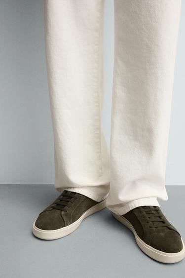 BASKETS EN CUIR - Vert kaki de Zara - Image 2