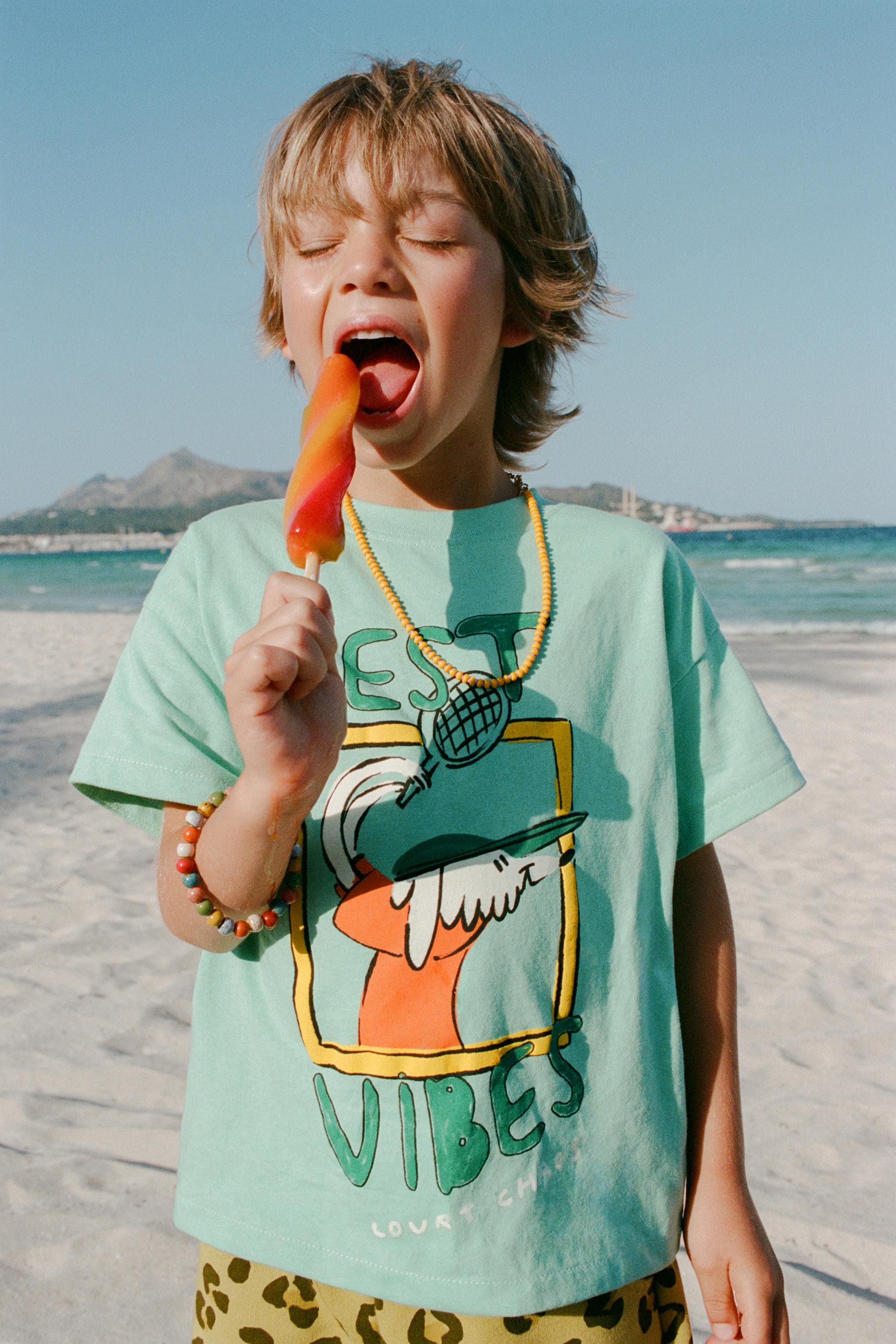 PRINTED T-SHIRT — Mid-turquoise