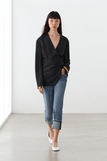 Zara Lightweight kimono with sash detail - Deep blue - Image 0