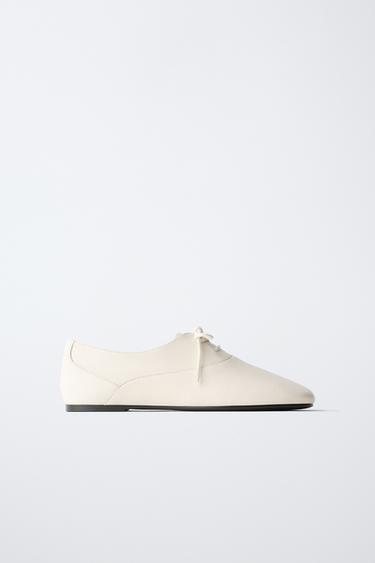 THIN SOLE DERBY SHOES - White by Zara