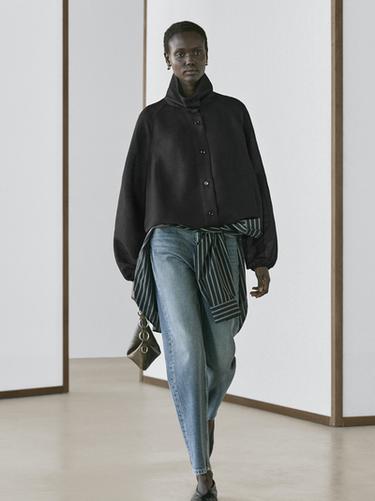 Zara Linen and silk bomber jacket - Black