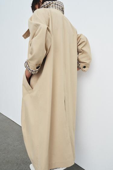 Zara REVERSIBLE PLAID TRENCH COAT ZW COLLECTION - Beige-brown