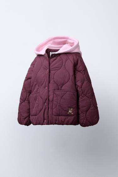 VESTE REMBOURRÉE À CAPUCHE AVEC OURS BRODÉ - Bordeaux de Zara - Image 1