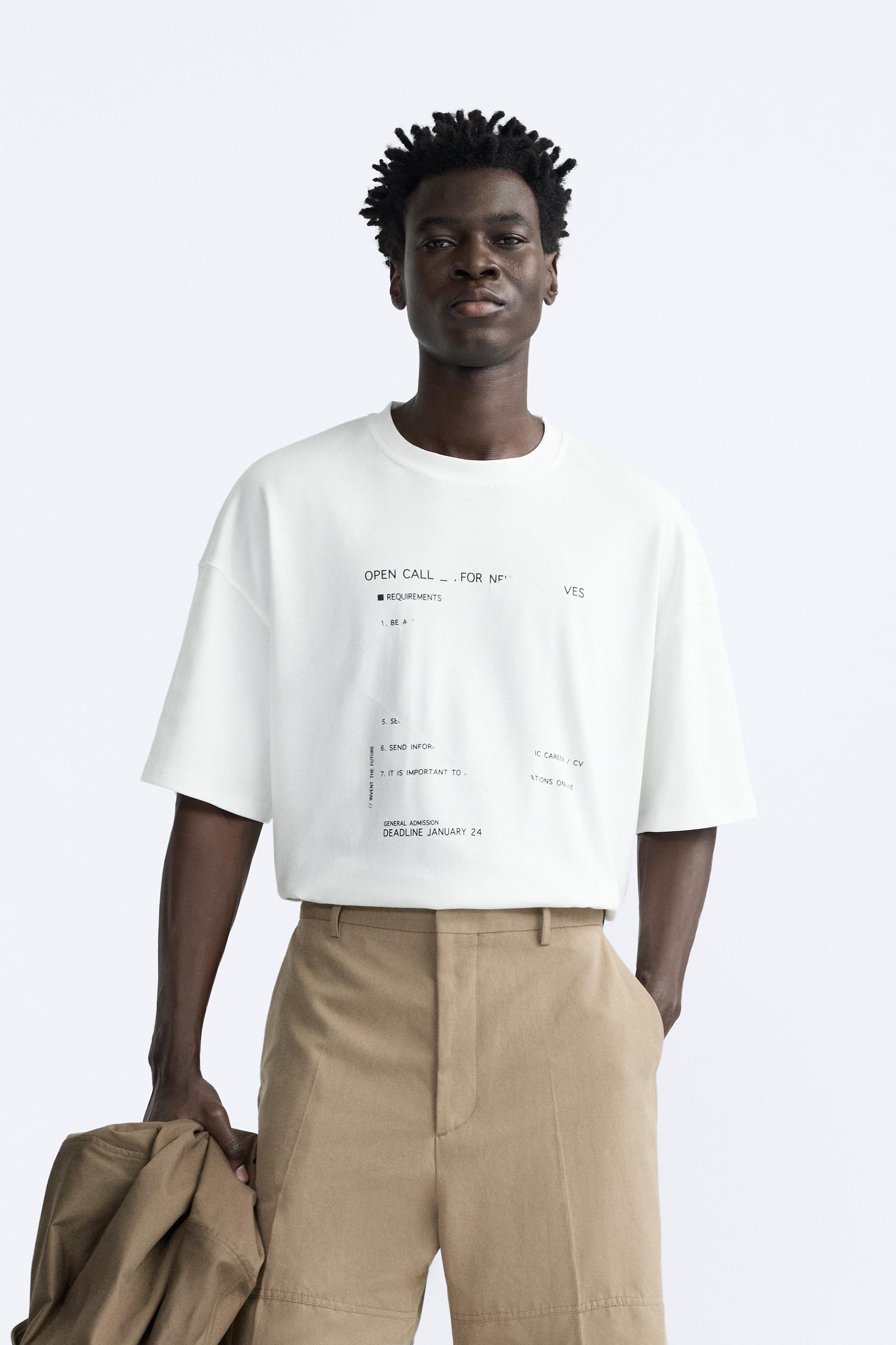 テキストパッチＴシャツ - オフホワイト | ZARA Japan / 日本