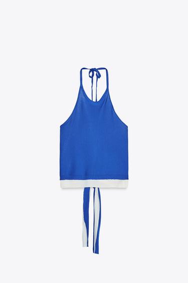 TOP HALTER EN MAILLE DOUBLE ÉPAISSEUR - Bleu roi de Zara - Image 4