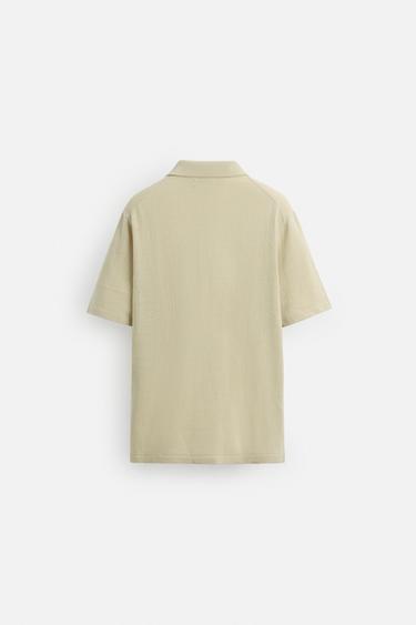 POLO EN MAILLE AVEC LIN - Beige de Zara - Image 7