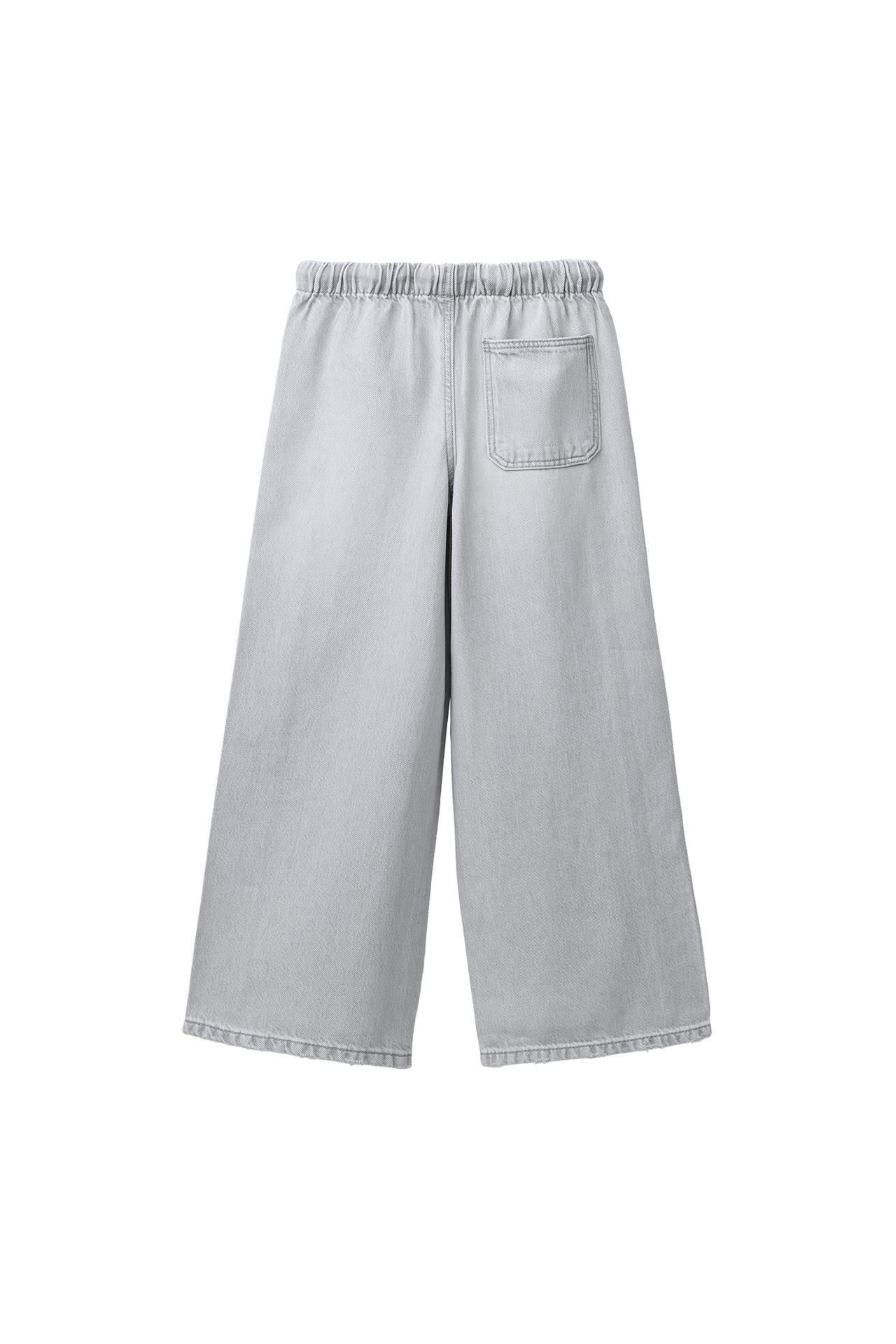 WIDE LEG JEANS WITH DRAWSTRINGS — Gray
