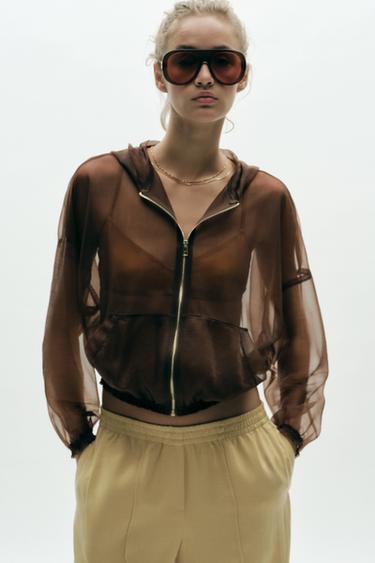 BLOUSON À CAPUCHE EN ORGANZA - Marron de Zara - Image 3