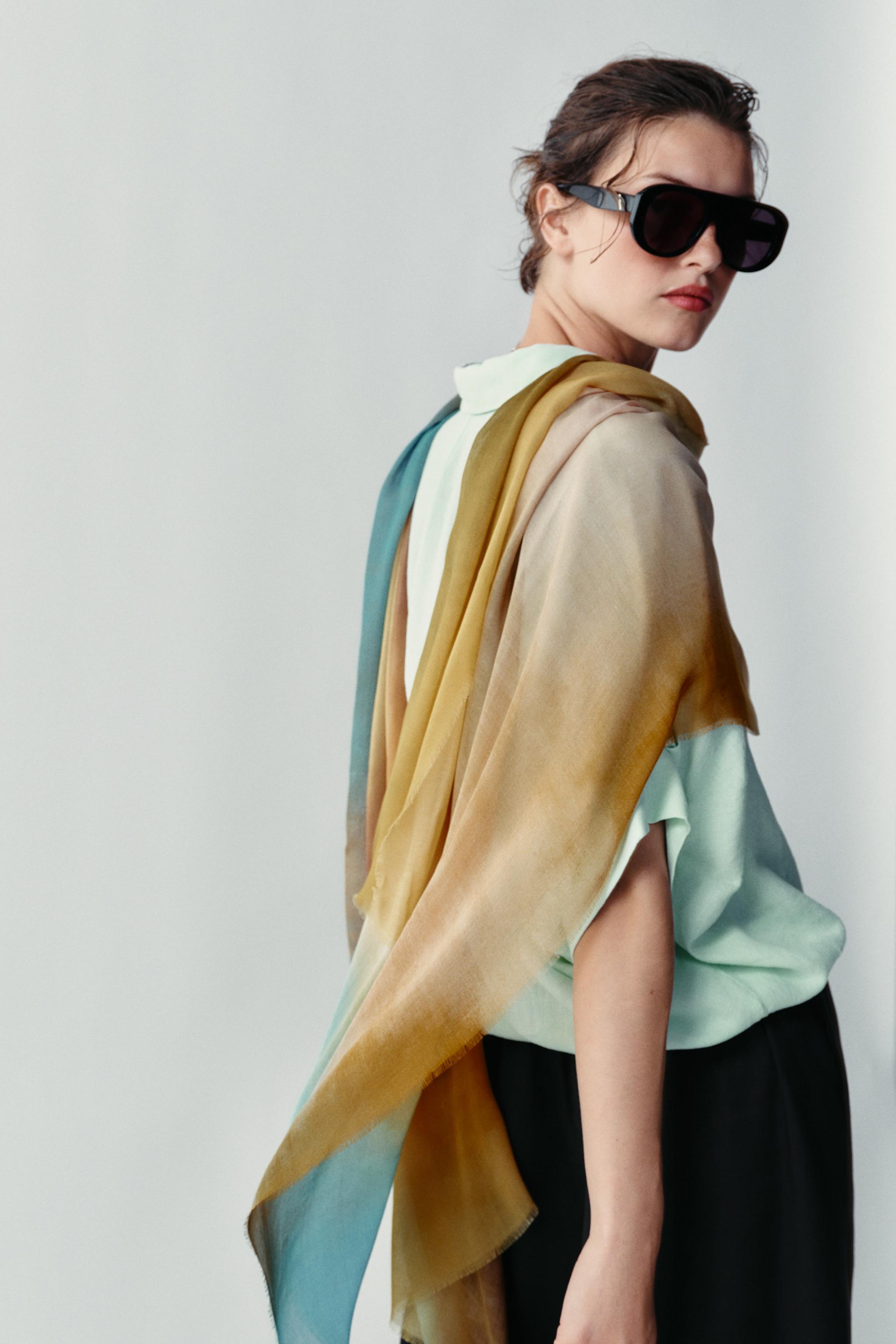 MODAL SILK PRINTED SCARF — Multicolored