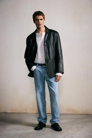 LEATHER BLAZER - Black by Zara