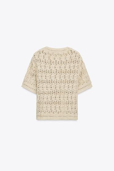 GILET EN MAILLE OUVERTE - Beige de Zara - Image 5