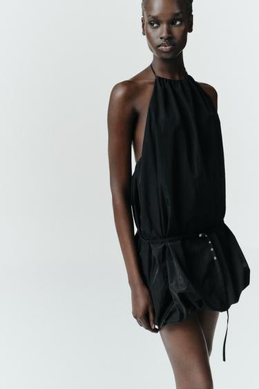 VESTIDO HALTER GLOBO - Negro de Zara