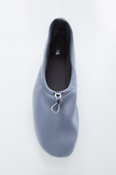 Zara NEOPRENE EFFECT BALLET FLATS WITH PULL TAB - Blue