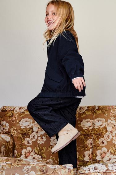 JEANS WIDE LEG CORAZONES FLOCK - Azul de Zara