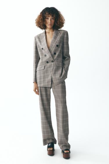 PANTALÓN CUADROS ZW COLLECTION - Gris azul de Zara