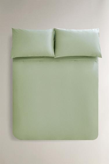 PERCALE DUVET COVER (200 THREAD COUNT) - Light green by Zara - Image 0