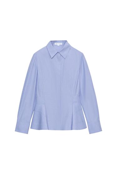 KËMISHË PUPLINI PEPLUM ZW COLLECTION - E kaltër me cirka nga Zara