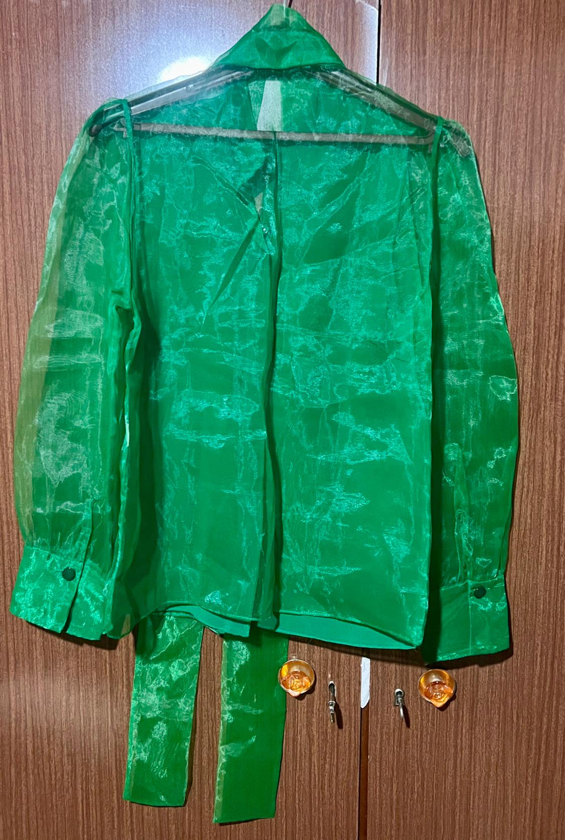 ORGANZA BLOUSE WITH BOW DETAIL - Image 4