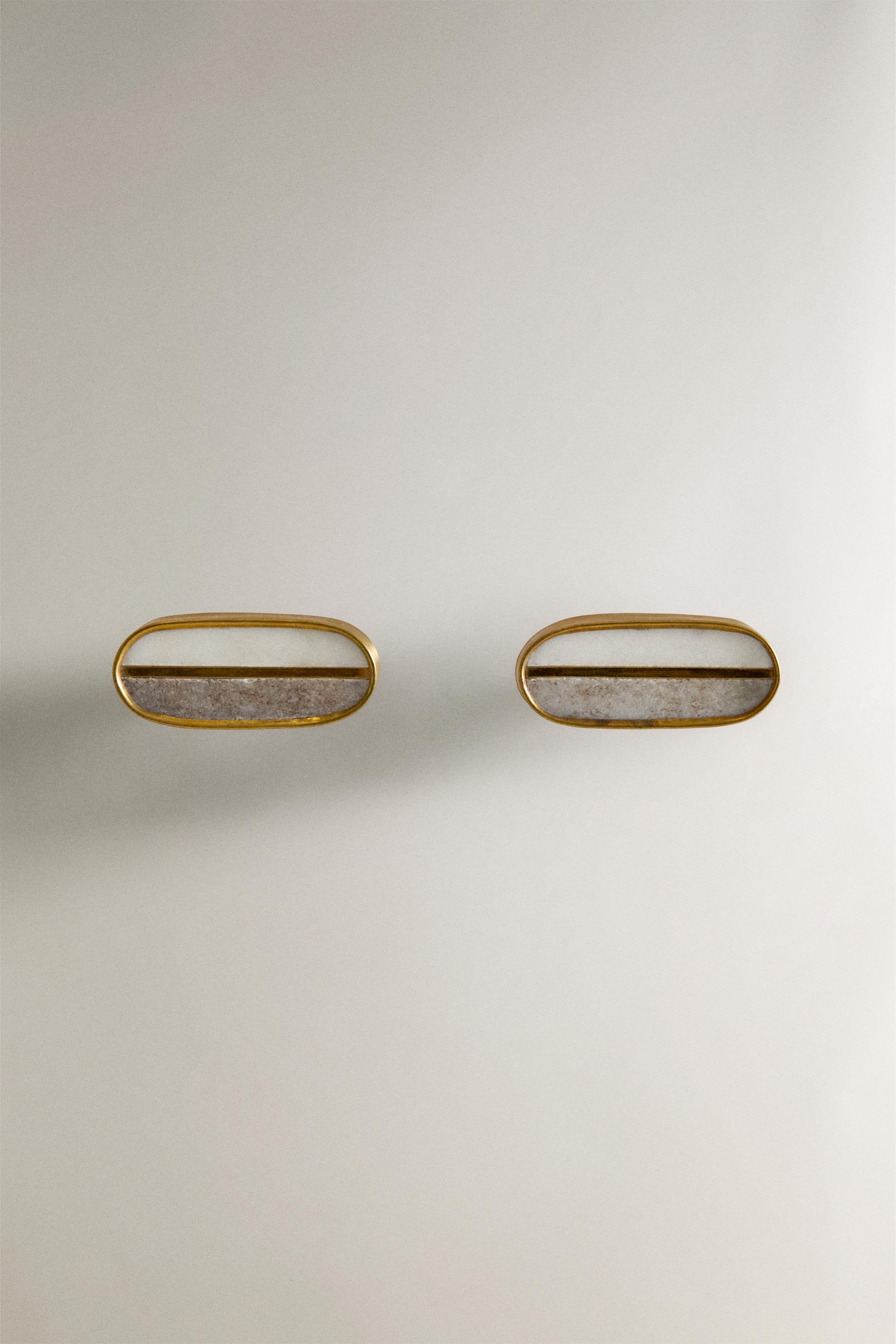 SET OF CONTRAST MARBLE KNOBS (SET OF 2) - White | ZARA United States