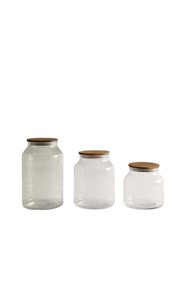 POT DE RANGEMENT VERRE ACACIA - Transparent de Zara