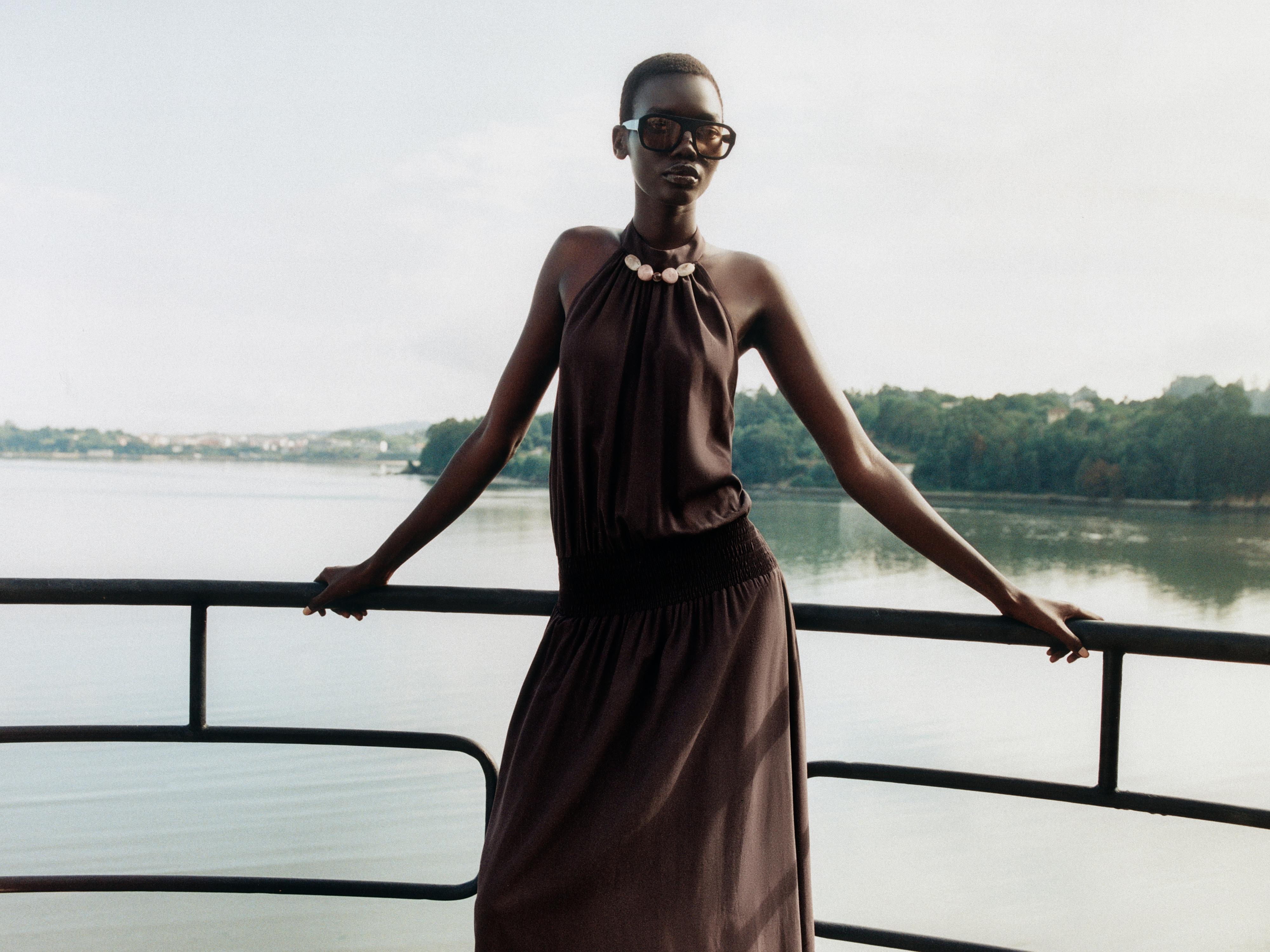 BEADED HALTER DRESS