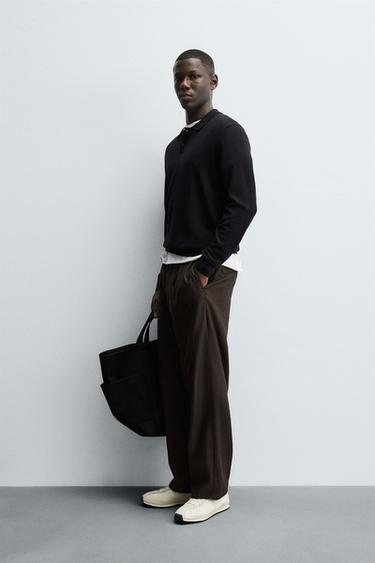 100% WOOL KNIT POLO SHIRT - Black by Zara - Image 3