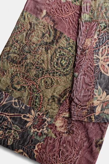 KIMONO EN VELOURS IMPRIMÉ FLEURS - Aubergine de Zara - Image 6