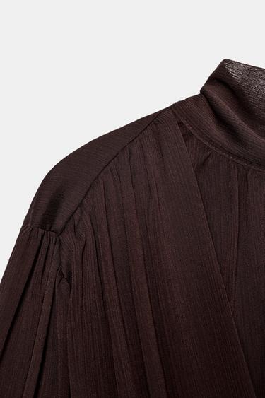 BLOUSE DRAPÉE À NŒUD - Marron de Zara - Image 9