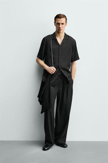 SATIN RELAXED FIT SHIRT - Black by Zara