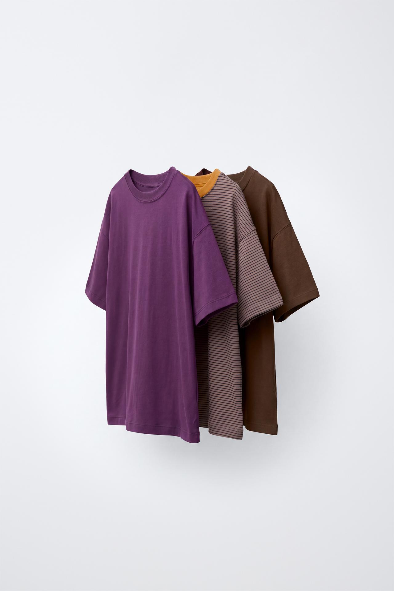 PACK OF 3 PRINTED AND SOLID T-SHIRTS — Purple