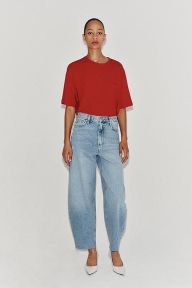 ZW COLLECTION HIGH-WAIST TAPERED JEANS - Light blue by Zara