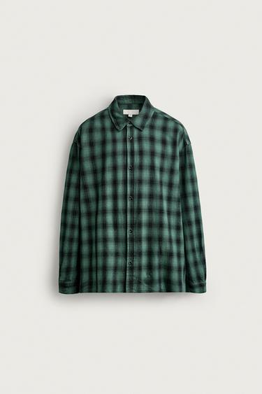 RELAXED FIT CHECK SHIRT - Dark green by Zara