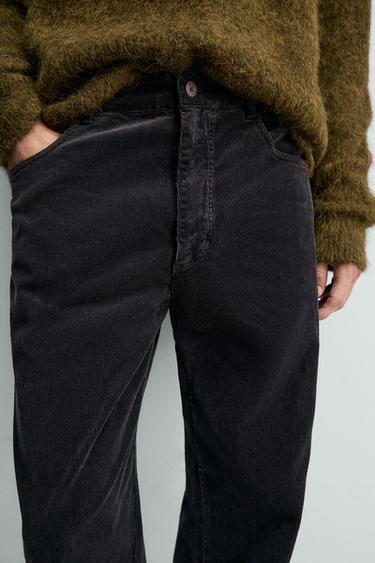 REGULAR FIT CORDUROY TROUSERS - Dark navy by Zara - Image 4