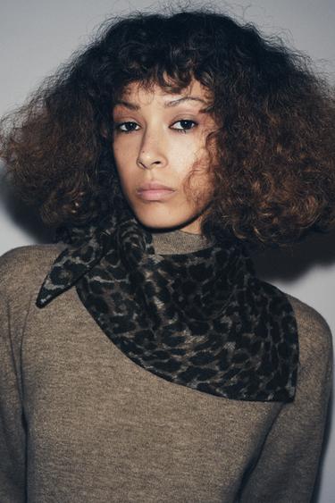 ANIMAL PRINT BANDANA WITH WOOL - Leopard by Zara