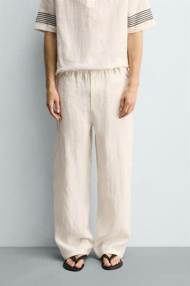 PANTALON RELAXED FIT 100% LIN - Écru de Zara