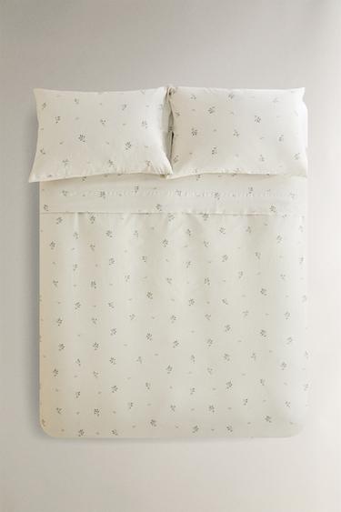 HOUSSE DE COUETTE IMPRIMÉ FEUILLES - Vert d'eau de Zara