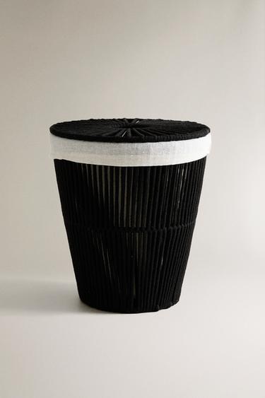 Zara WASTEPAPER BASKET WITH FABRIC LINING - Black