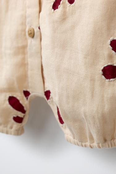 BODY TEXTURÉ BRODÉ - Écru de Zara - Image 3