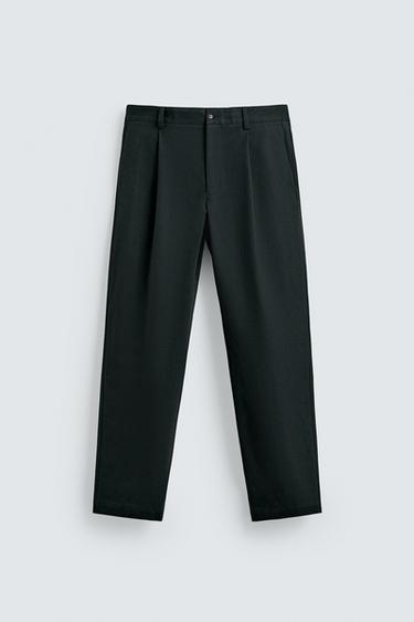 PLEATED TEXTURED TROUSERS - Grey by Zara