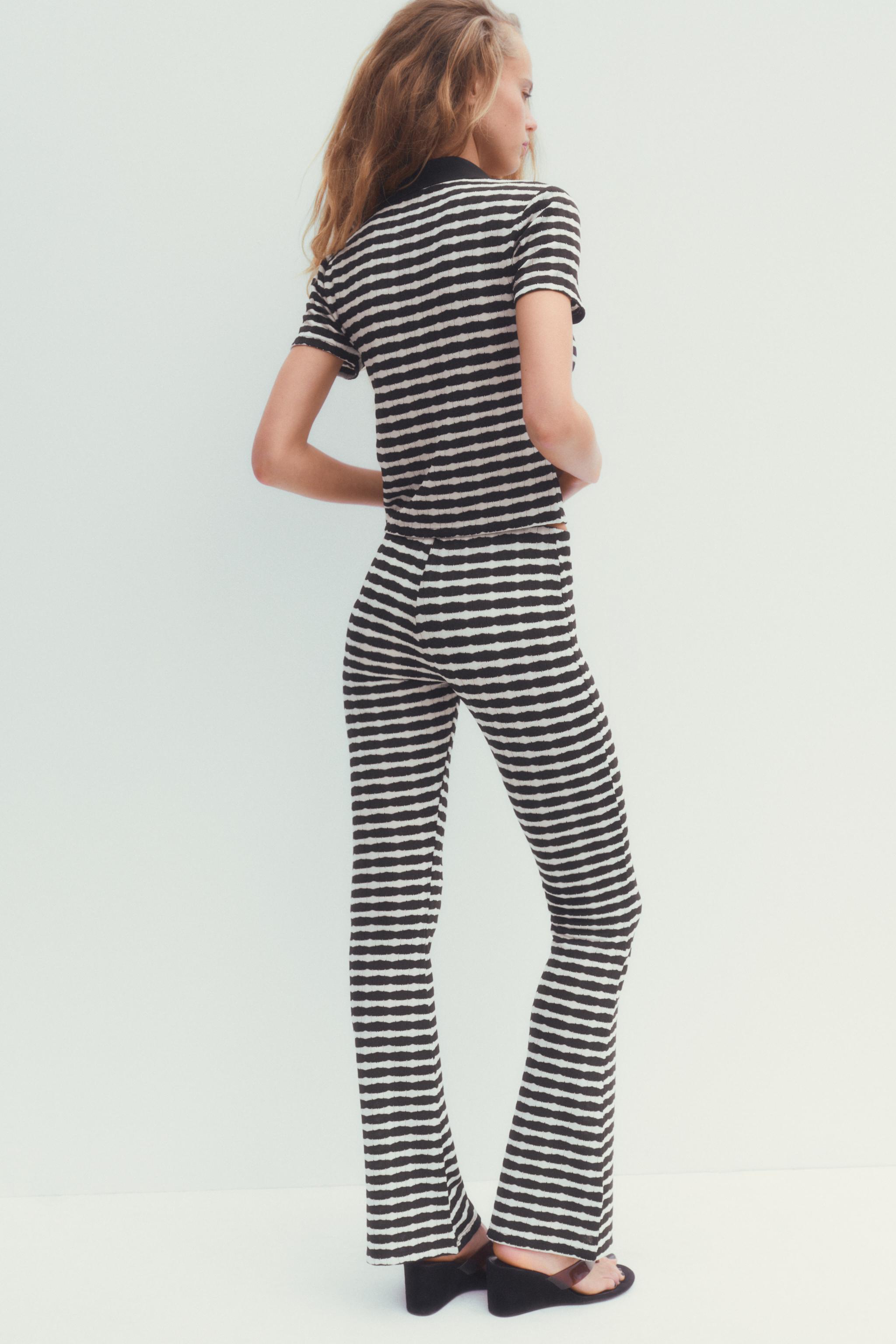 ZARA FLARE ジャカードパンツ 5039/362 FLARE ジャカードパンツ - ブラック/ホワイト | ZARA Japan / 日本