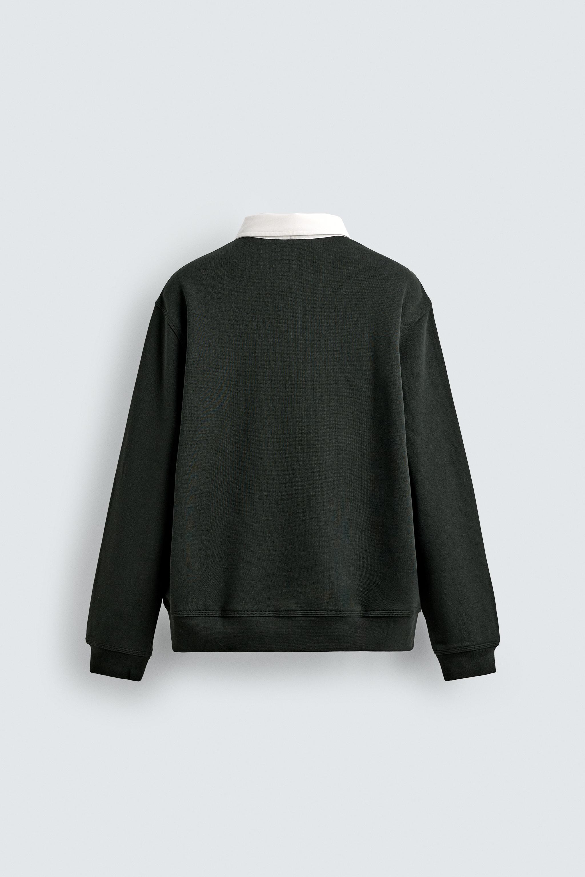 CONTRAST COLLAR POLO SWEATSHIRT
