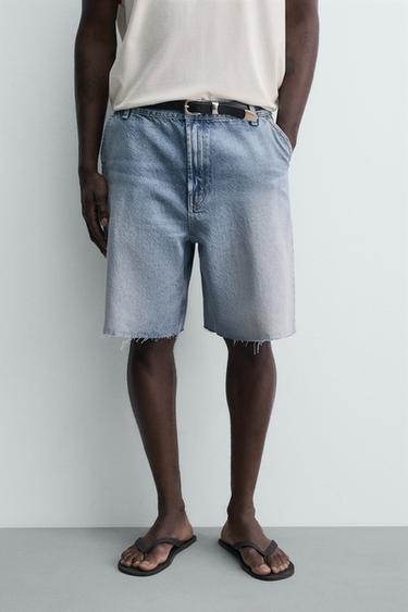BERMUDA CHINO DENIM RELAXED FIT - Azul de Zara