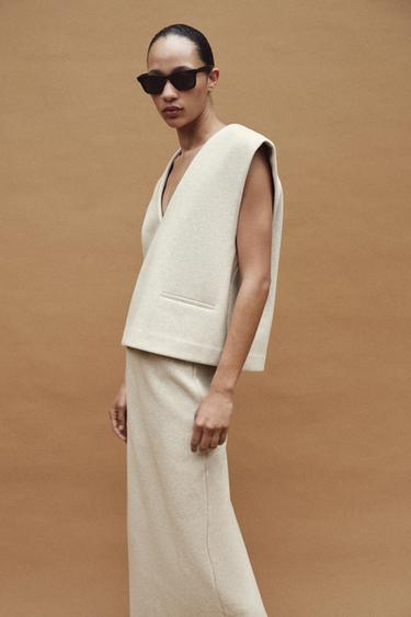 SOFT V-NECK WAISTCOAT - Light sand by Zara - Image 2